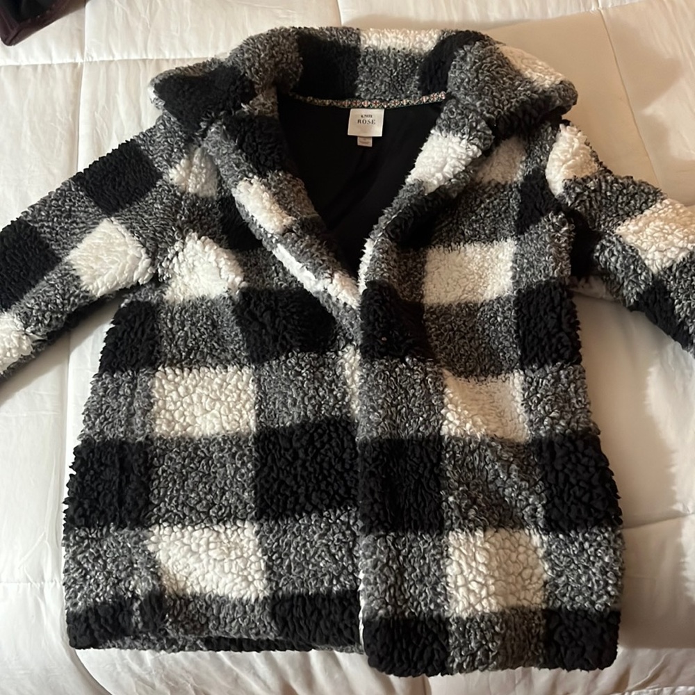 Womens plaid fluffy coat